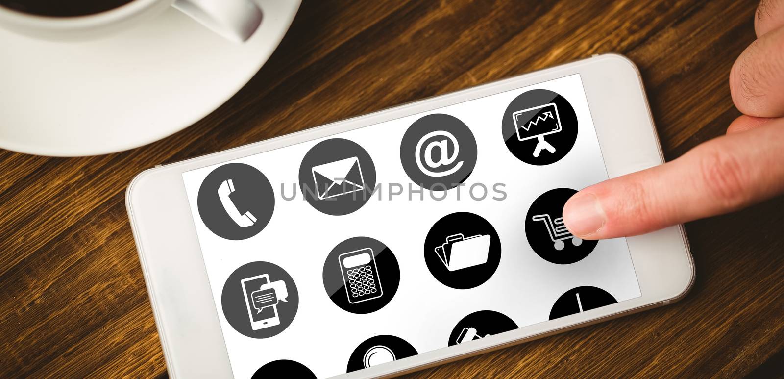 Composite image of telephone with apps icon  by Wavebreakmedia