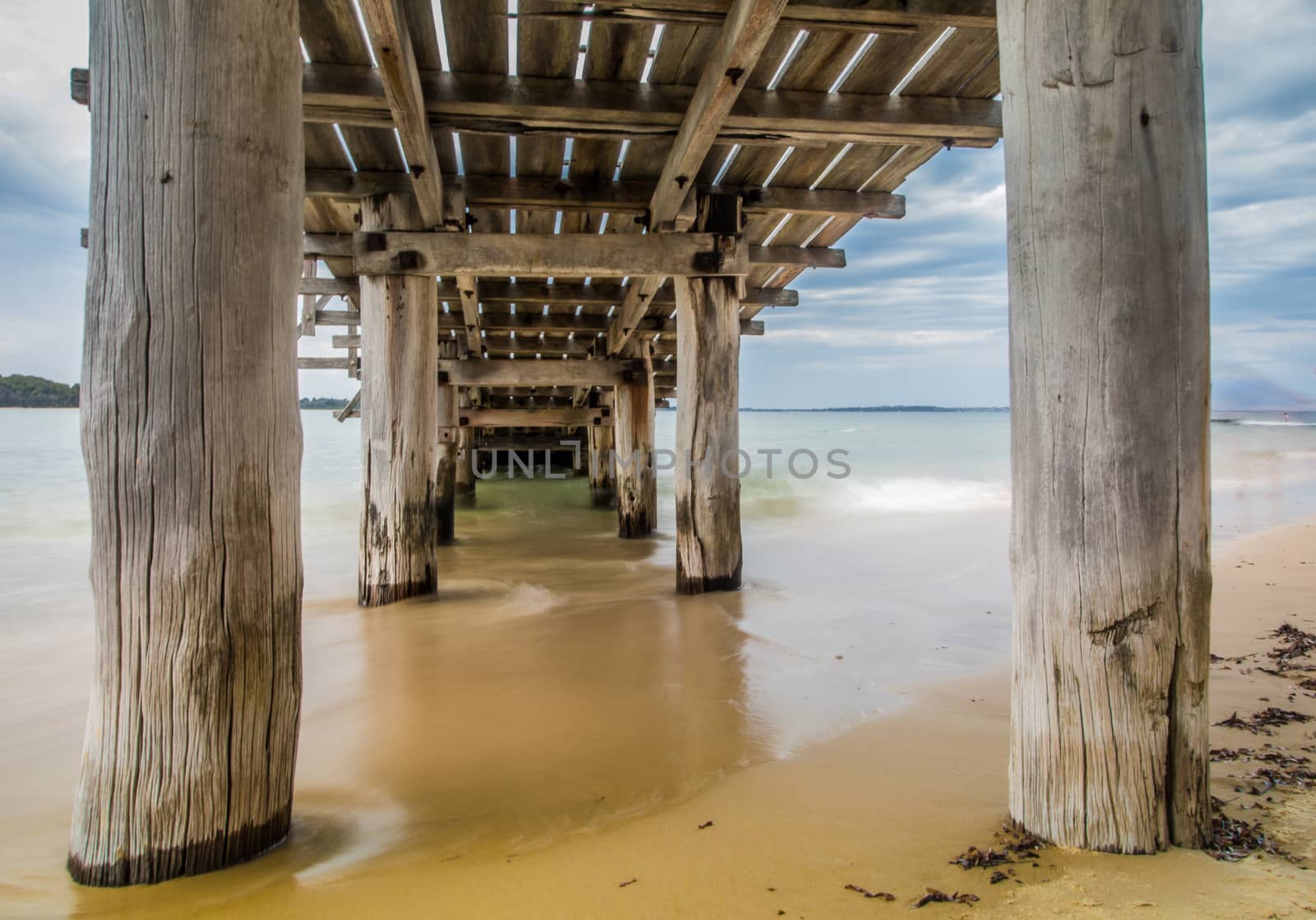 Under the fishing pier on the Beach
