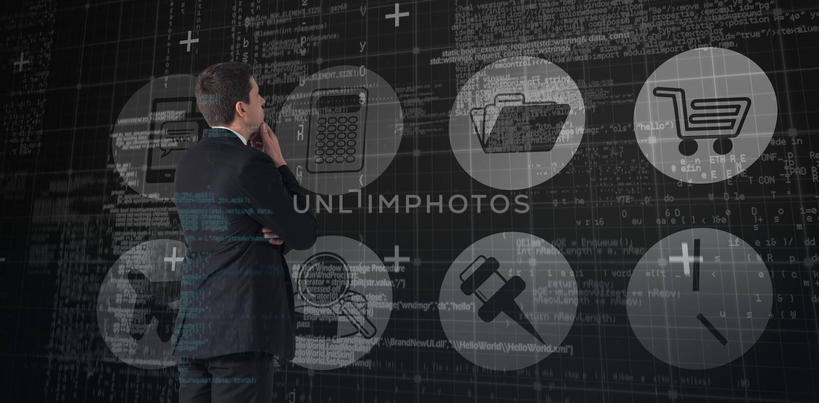 Composite image of handsome businessman looking by Wavebreakmedia
