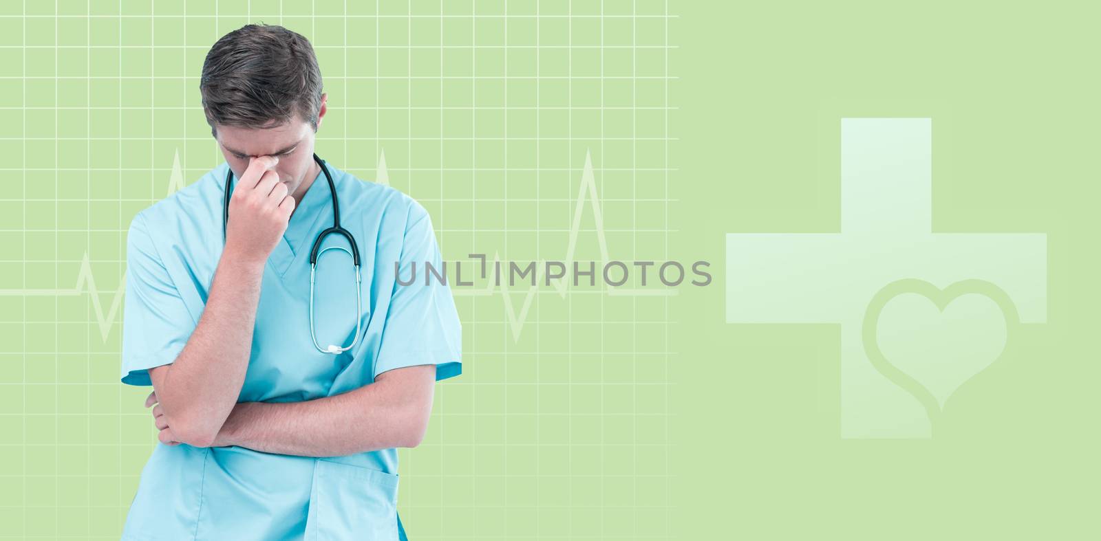 Composite image of male doctor suffering from headache by Wavebreakmedia