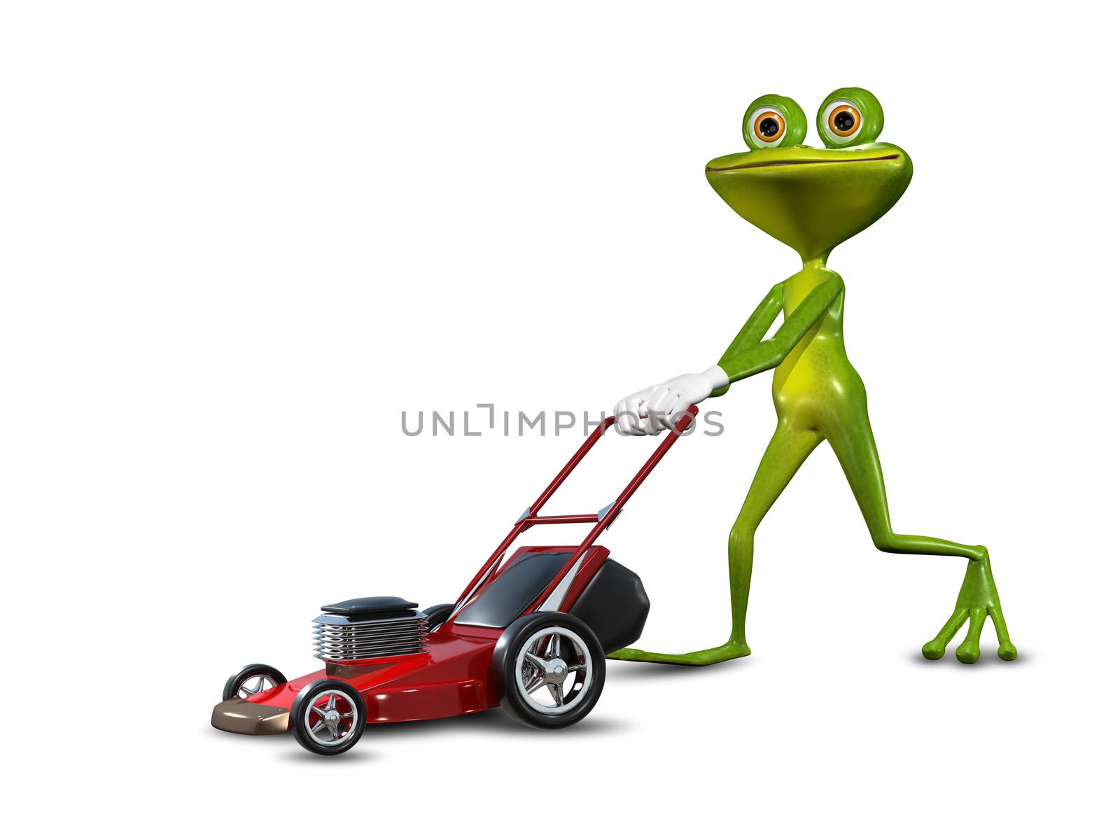 Frog with a lawn mower by brux