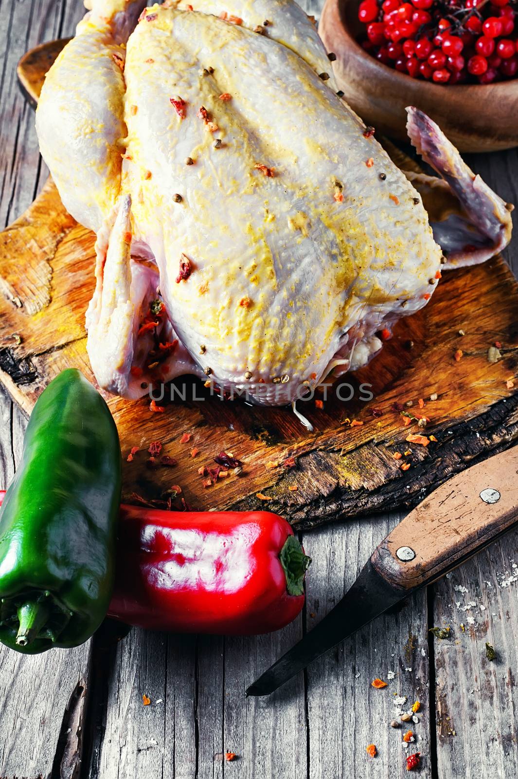 Large marinated the chicken in the mustard,spices and apples.