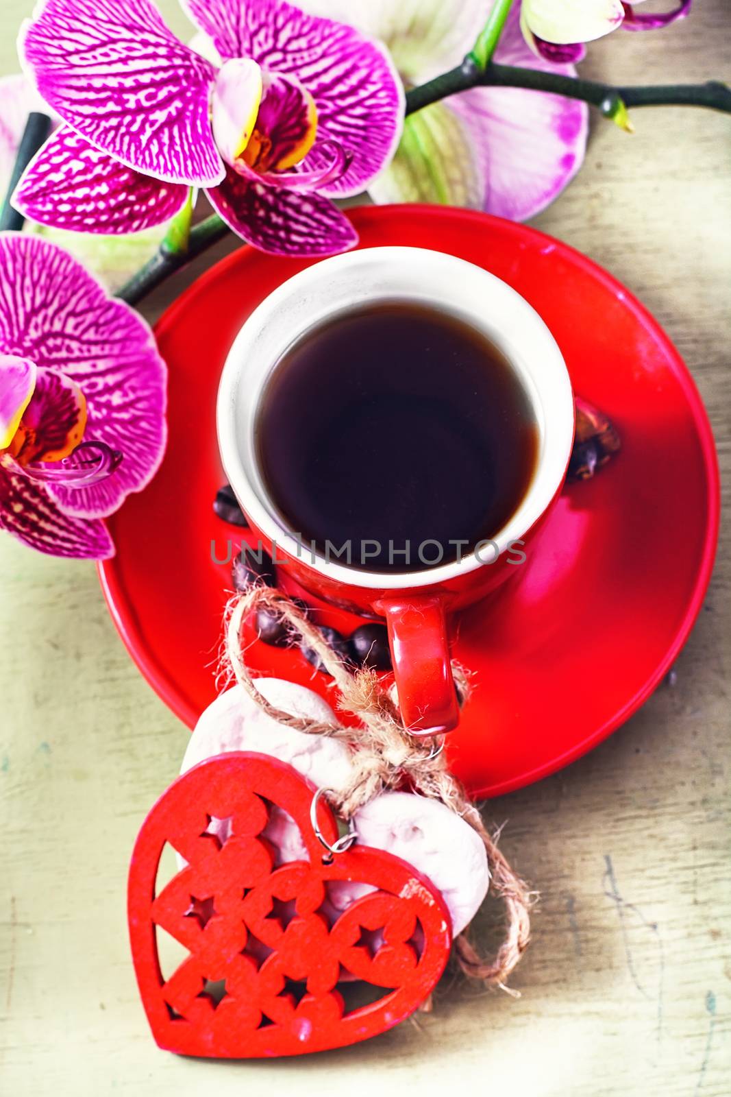 Coffee and Orchid flower by LMykola