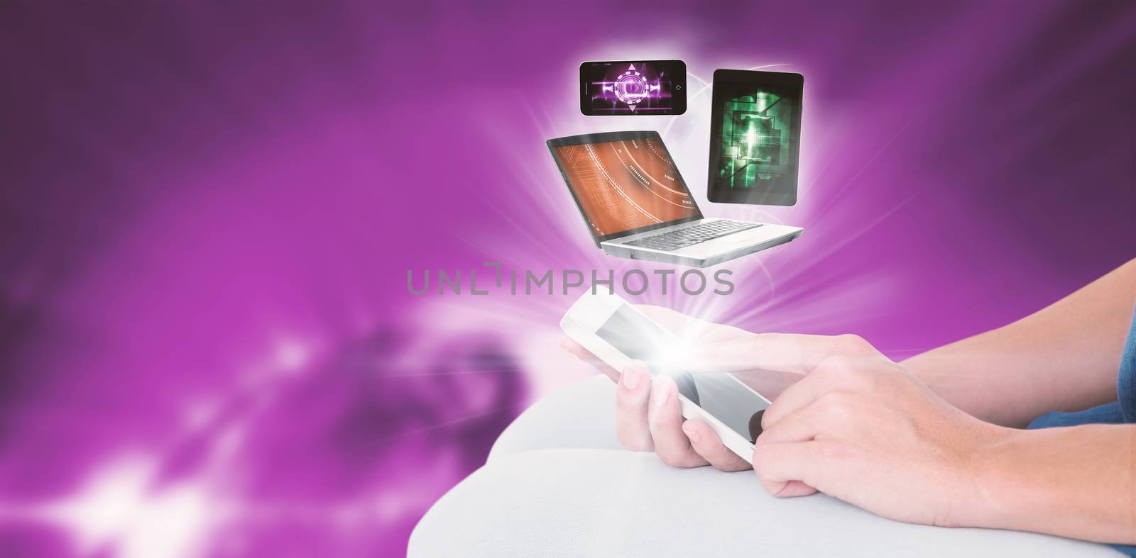 Composite image of woman using mobile phone by Wavebreakmedia