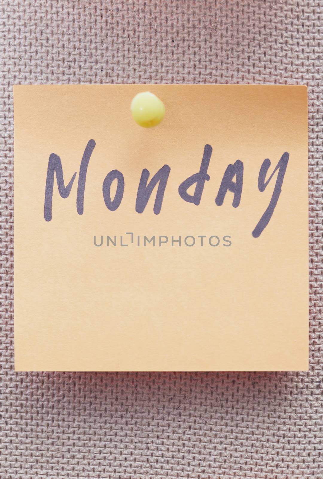 Adhesive note with Monday text on a bulletin board