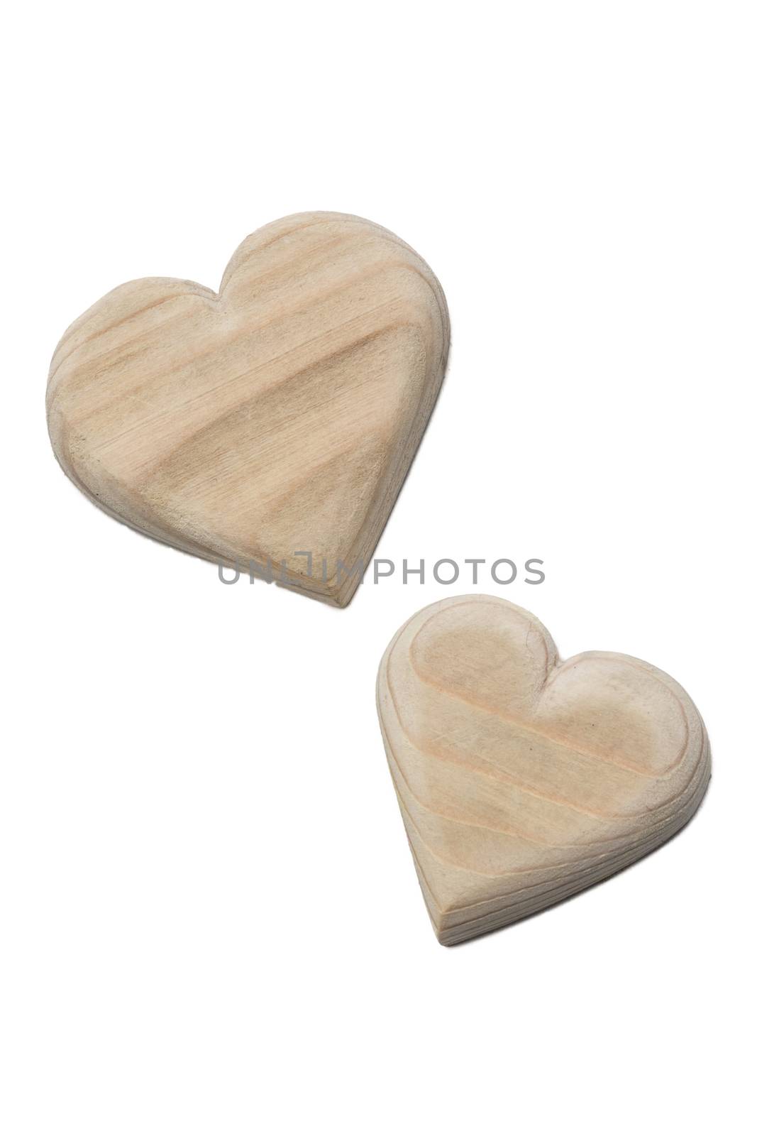foto wooden hearts handmade  on isolated background