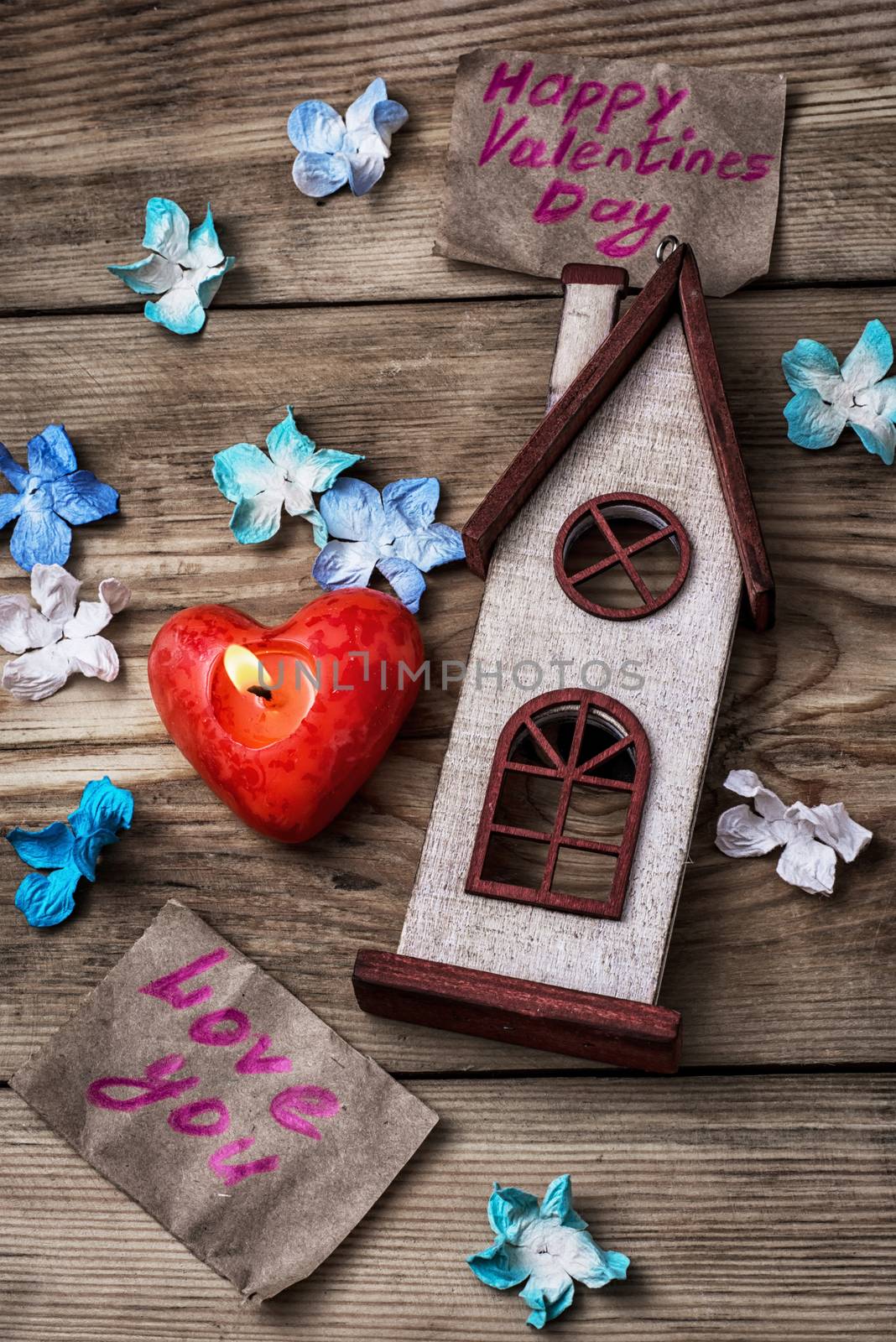 symbolic postcard with the recognition of love for the February holidayentines day