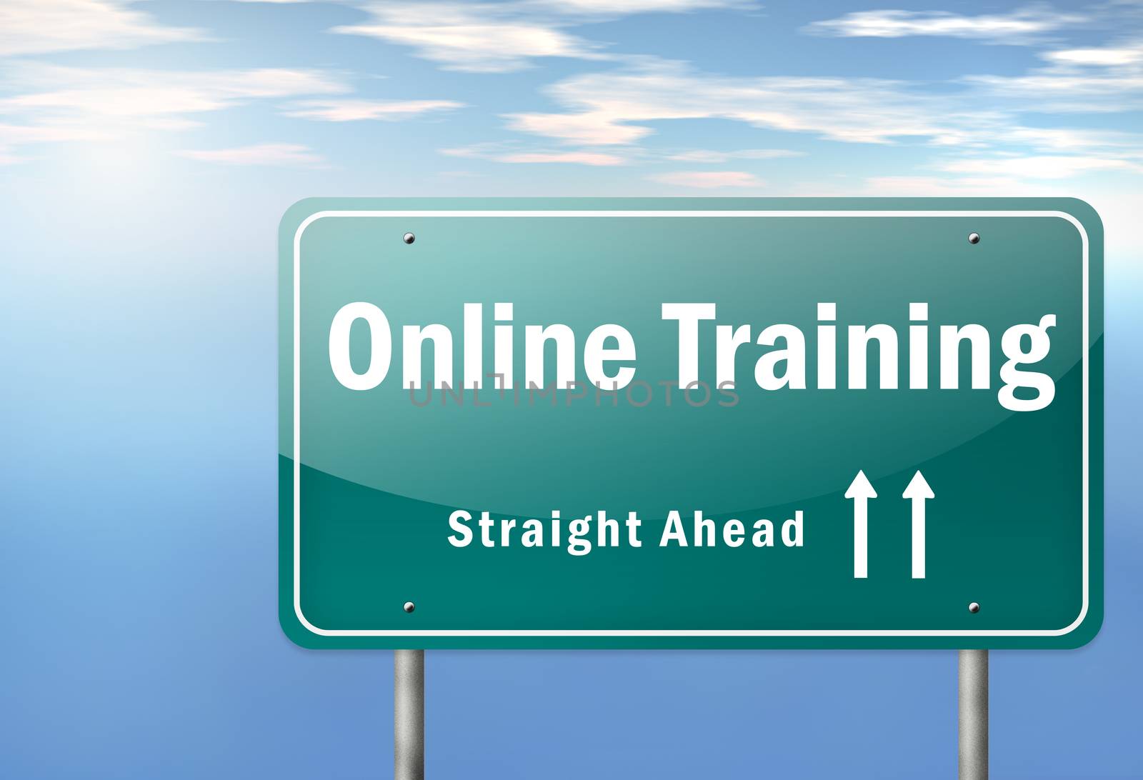 Highway Signpost with Online Training wording