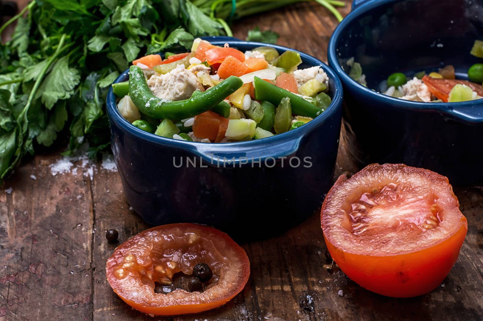 fragrant vegetable stew cooked in a ceramic pot