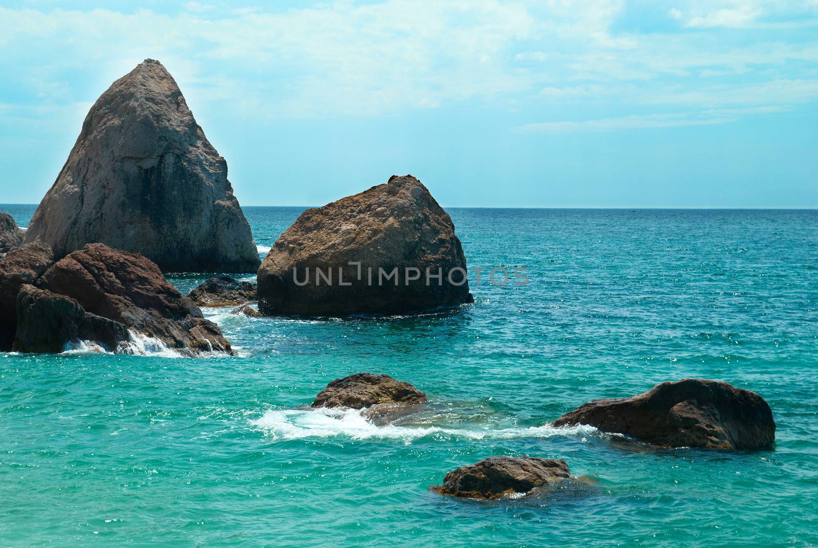 Beautiful sea landscape, shore and rocks
