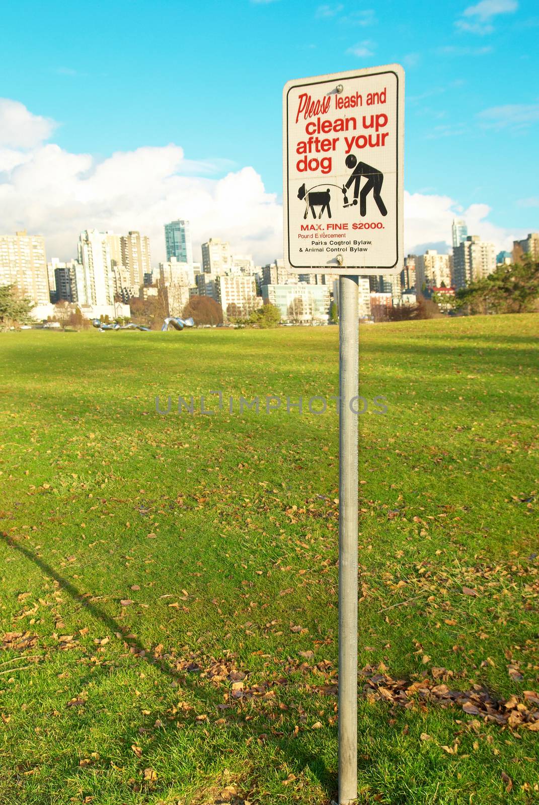 Prohibitive sign in the green park. Vancouver by vapi