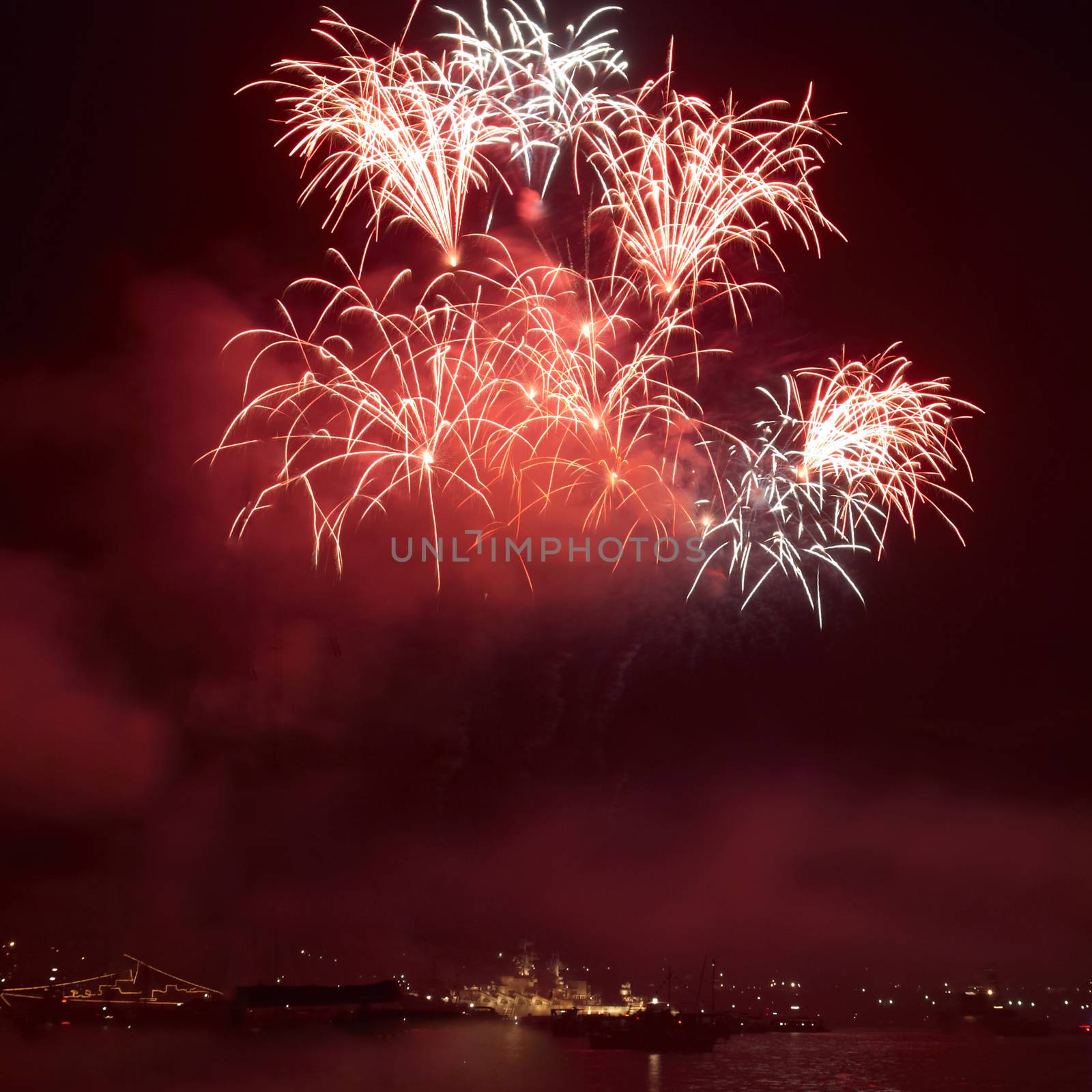Colorful holiday fireworks by vapi