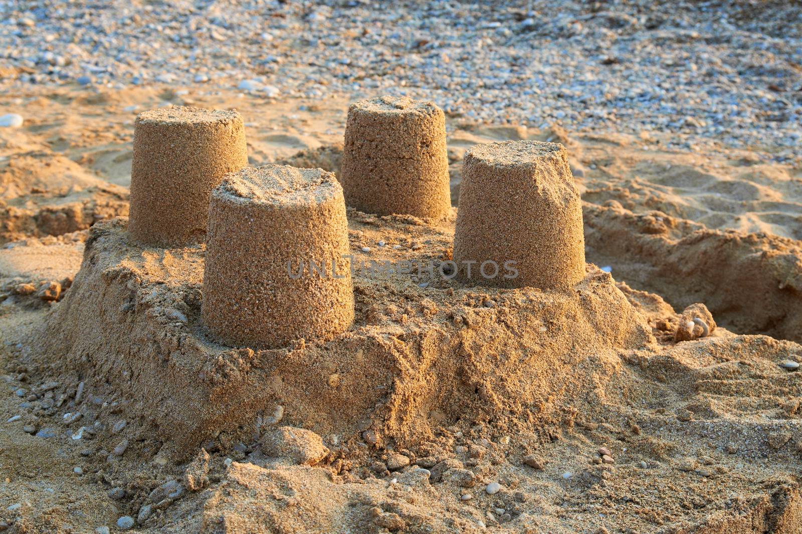 Towers from sand- castle on the beach