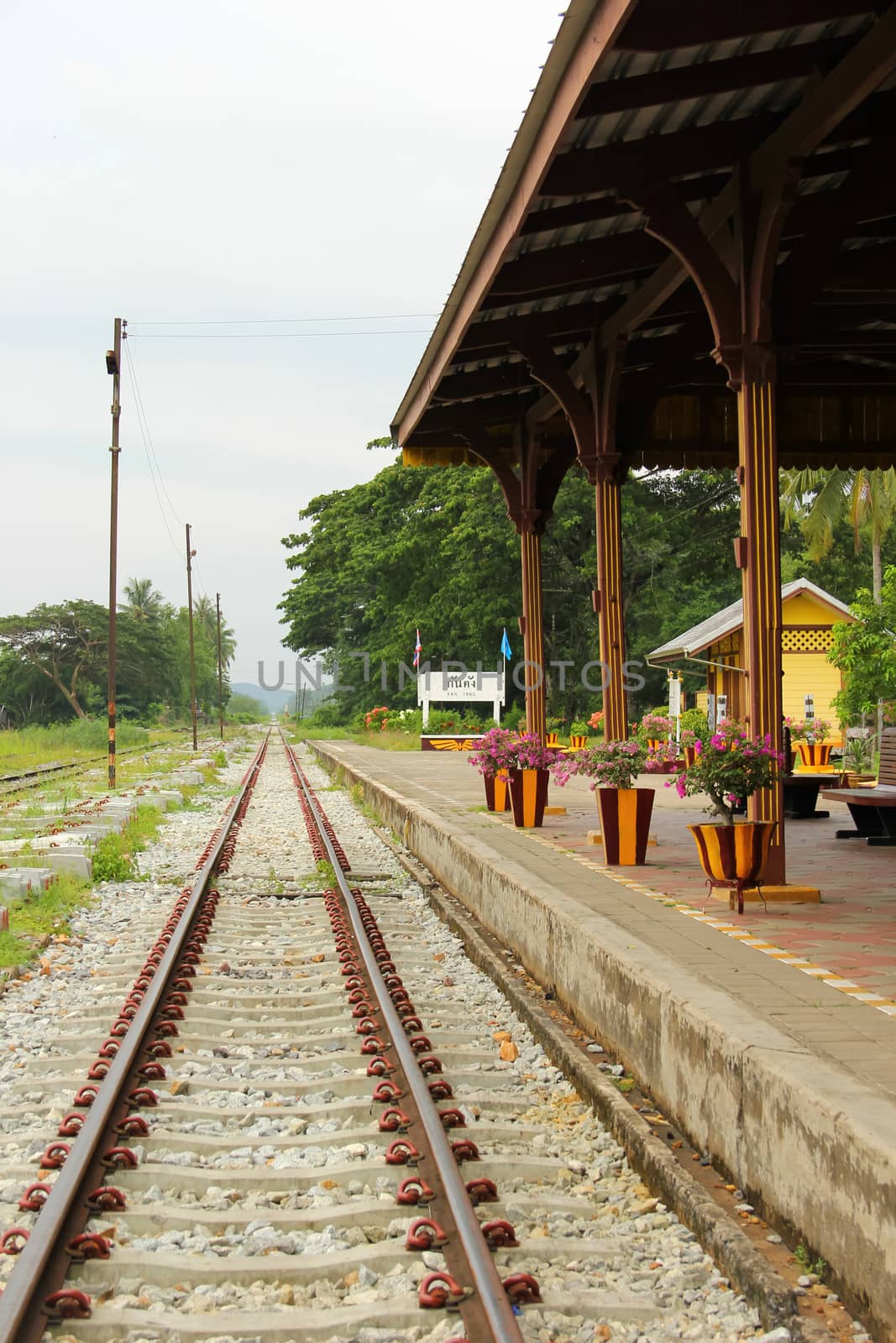 Local old country train station in Thailand