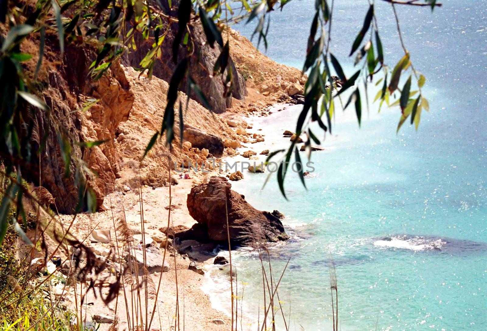 Coast and beach with blue water