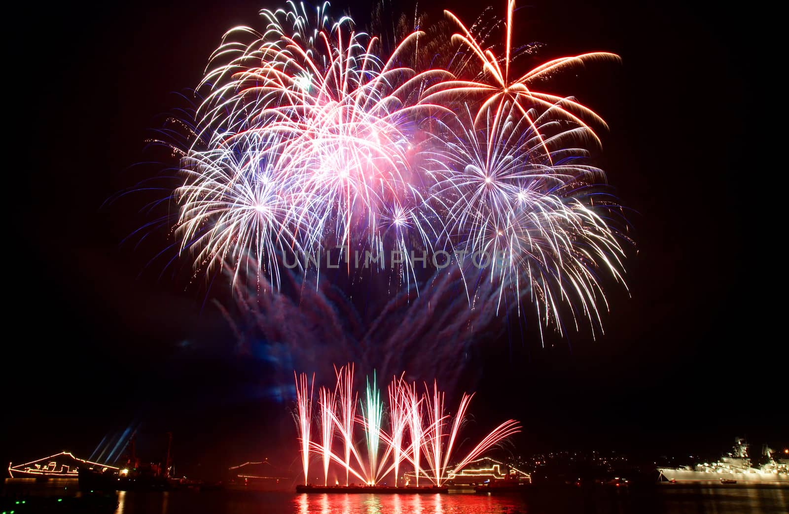 Salute, fireworks above the bay. Sevastopol. by vapi