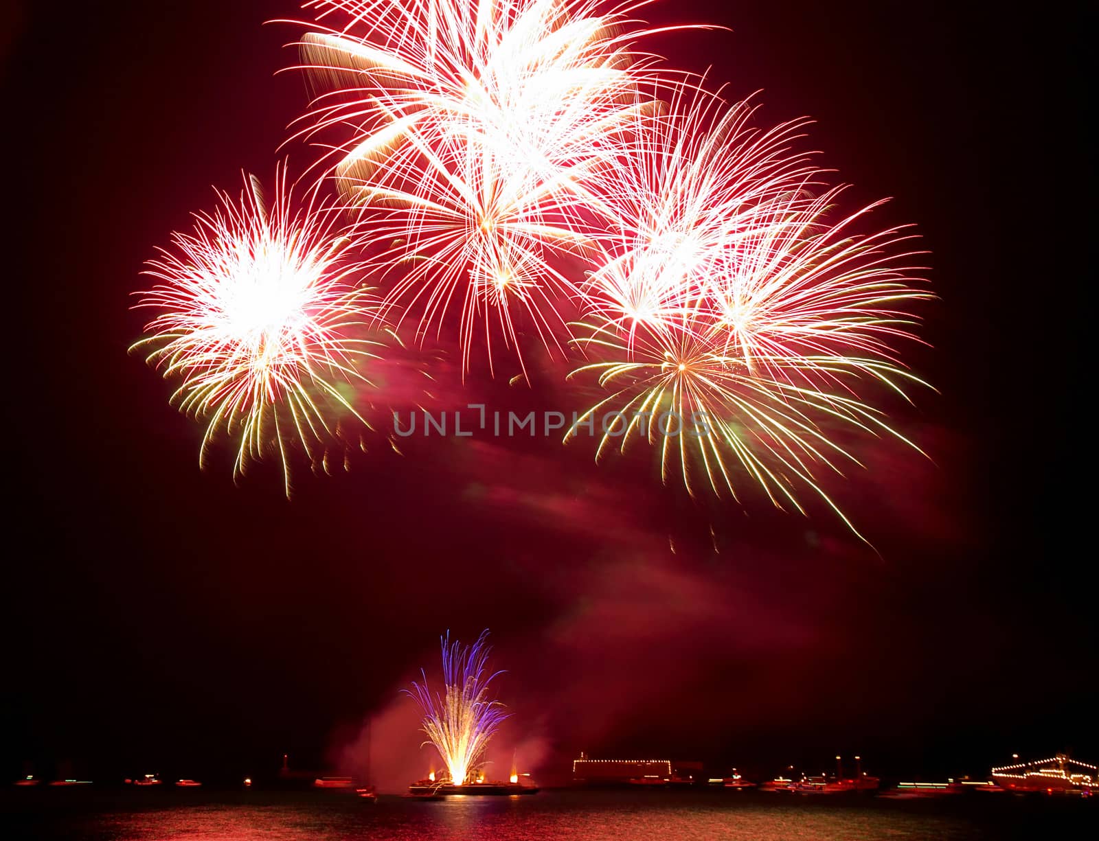 Salute, fireworks above the bay. Sevastopol, Ukraine.