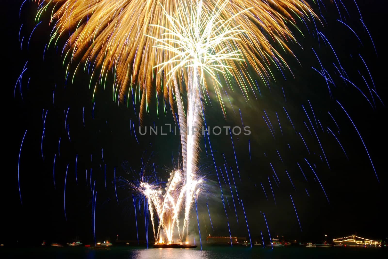 Salute, fireworks above the bay. Sevastopol, Ukraine.