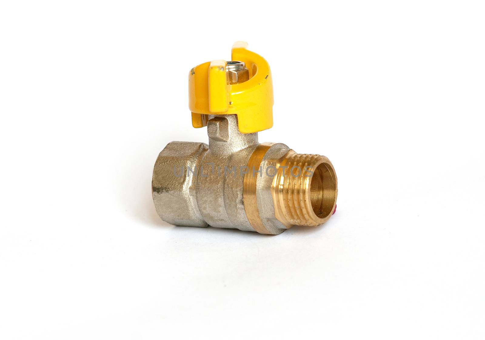 Stopcock ball valve on white background.