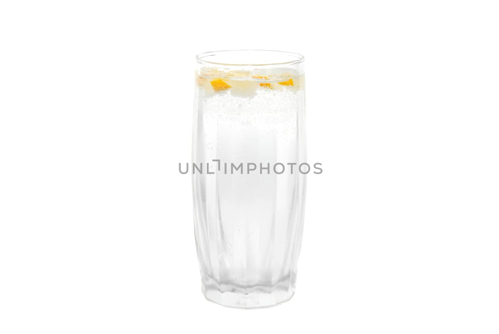A cold water glass with lemon isolated on white. by vapi