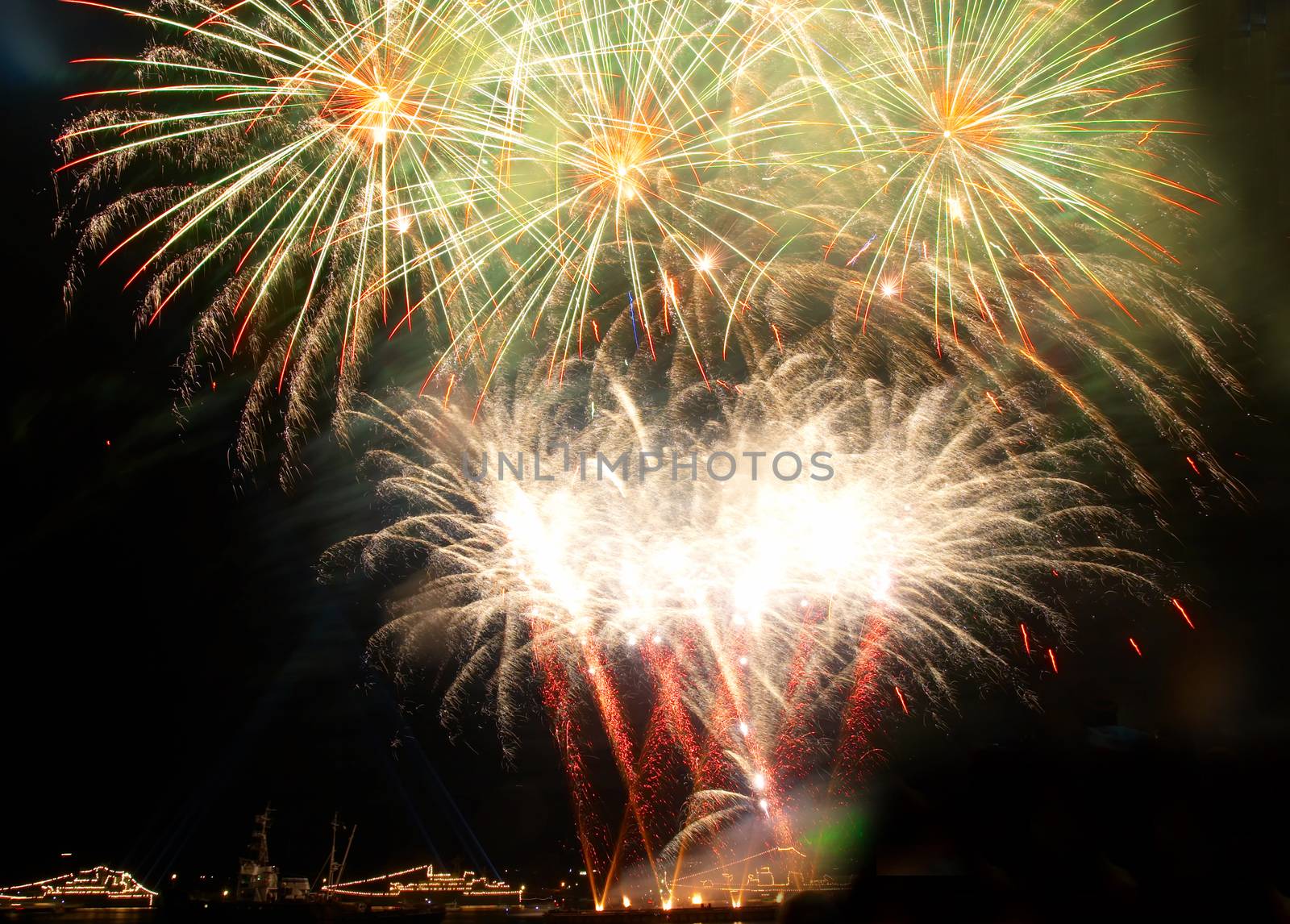 Salute, fireworks above the bay. Sevastopol, Ukraine.