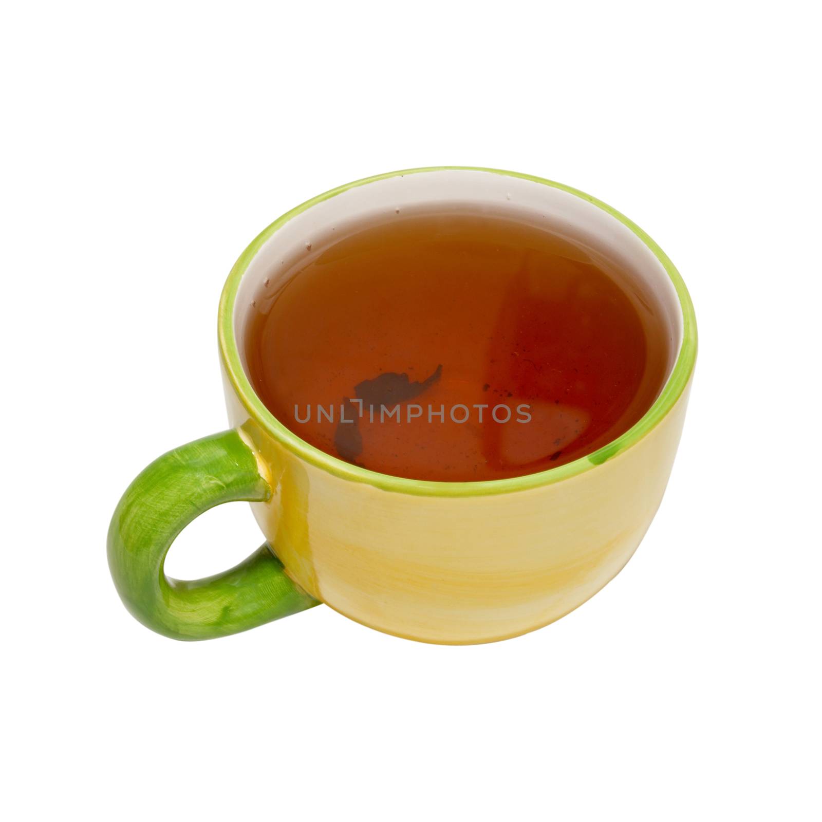 Teacup with tea isolated on white.