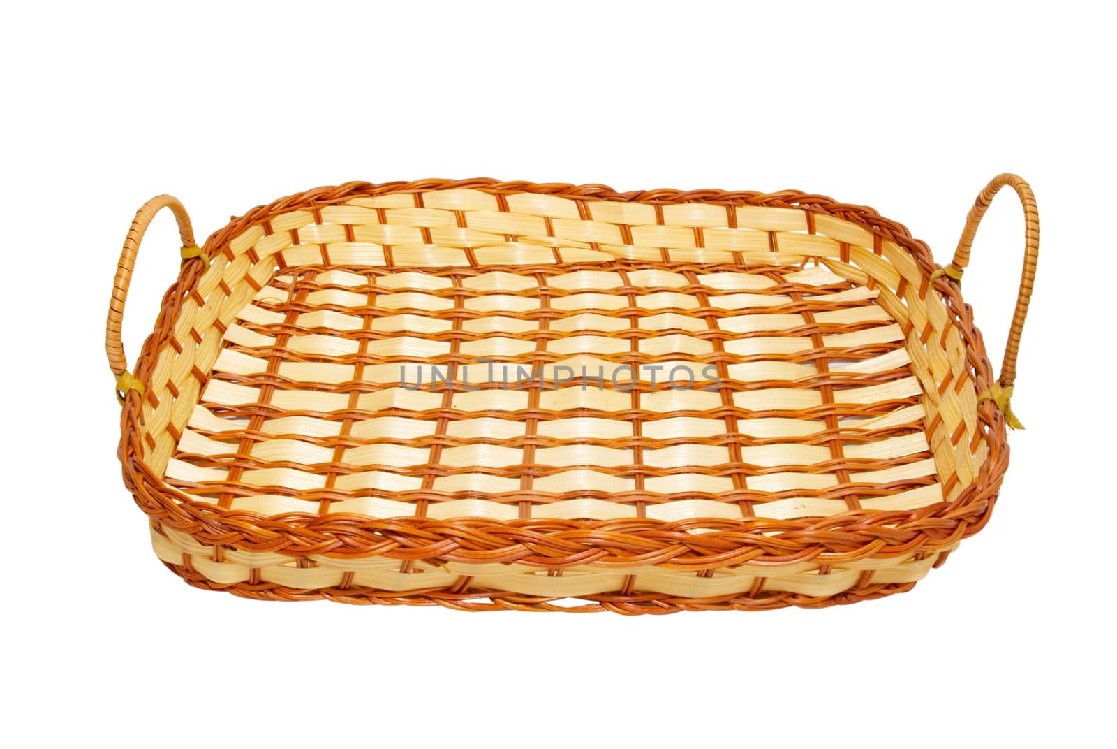 Wicker basket isolated on white.