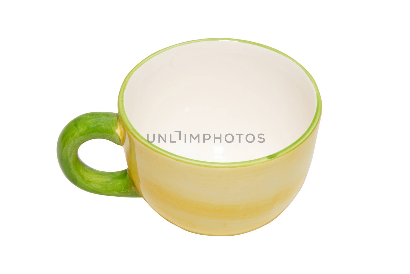 Empty china teacup isolated in white.