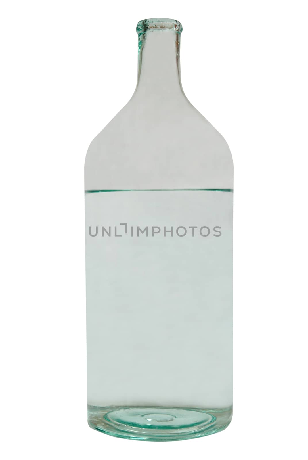 Transparent glass bottle isolated on white.