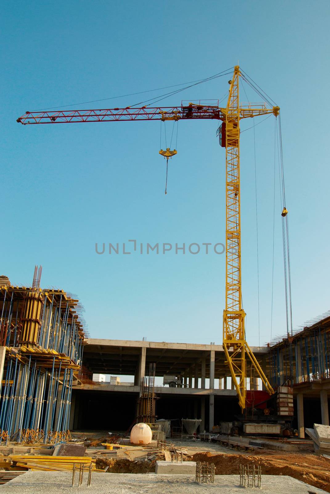 Building crane and construction.