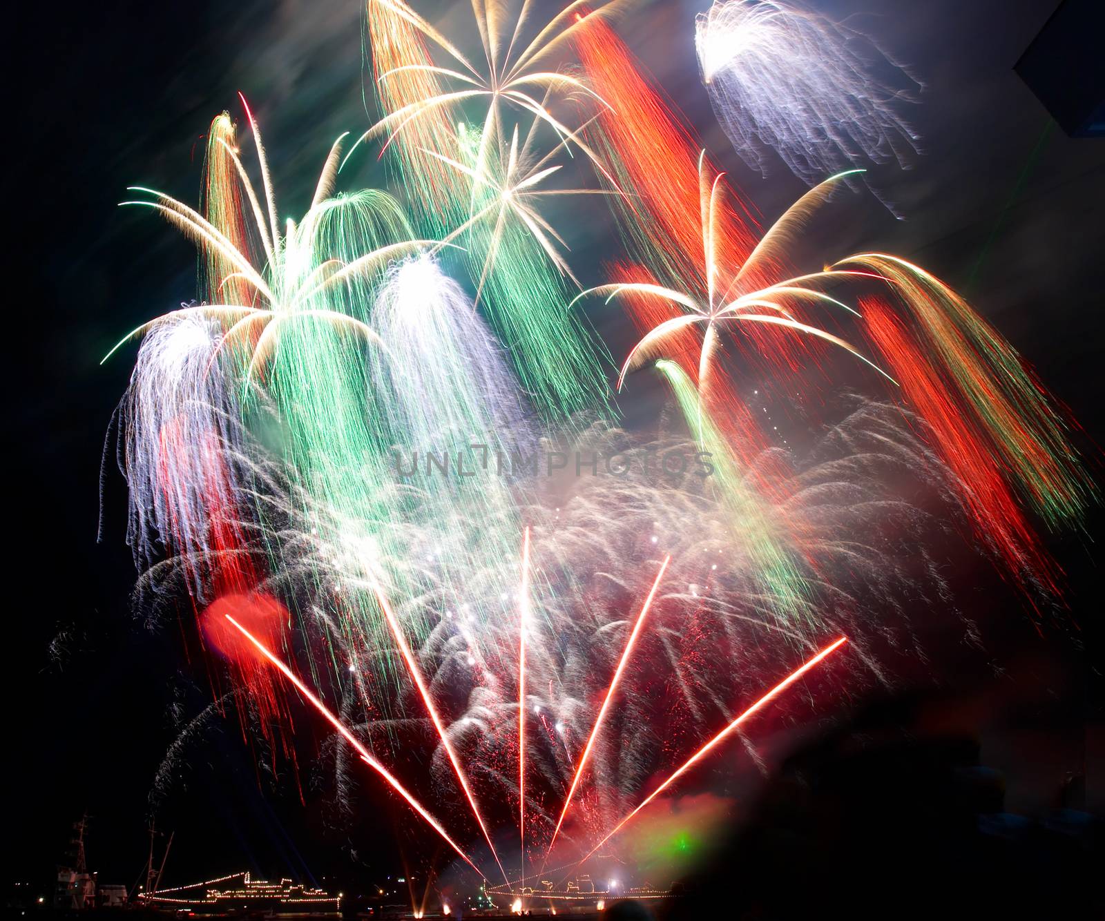 Salute, fireworks above the bay. Sevastopol, Ukraine.