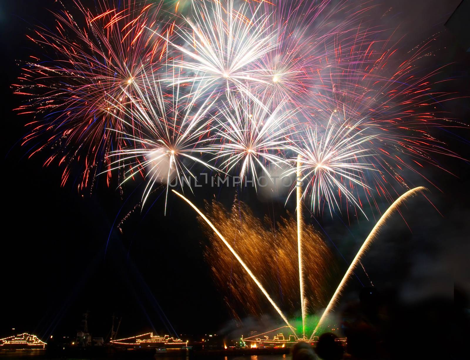 Salute, fireworks above the bay. Sevastopol, Ukraine. by vapi