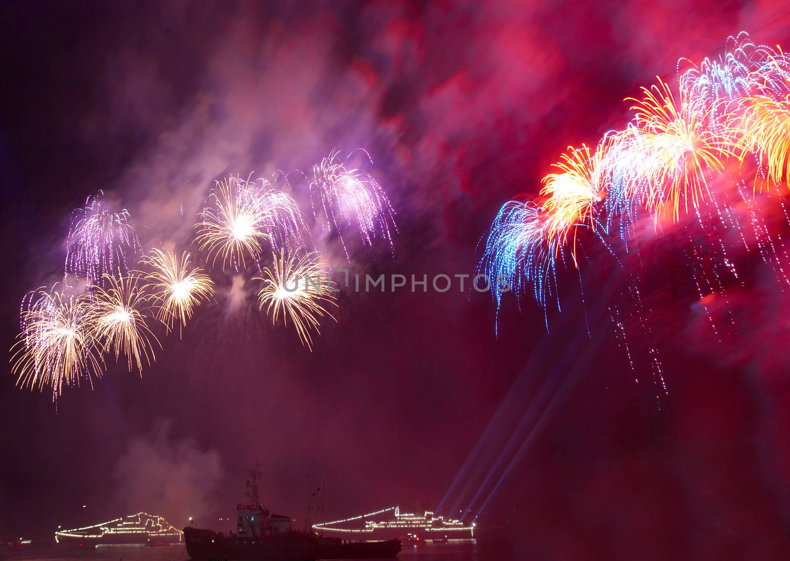 Salute, fireworks above the bay. Sevastopol, Ukraine. by vapi