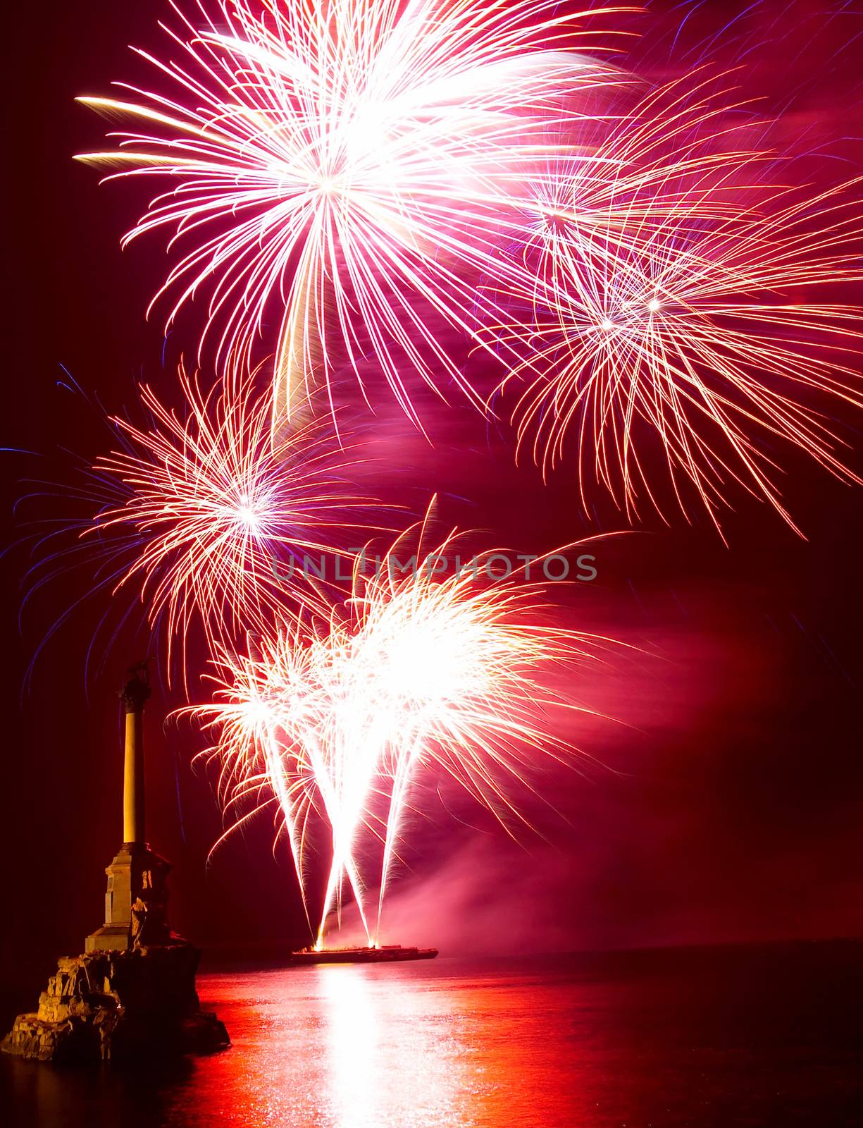 Salute, fireworks above the Sevastopol bay.