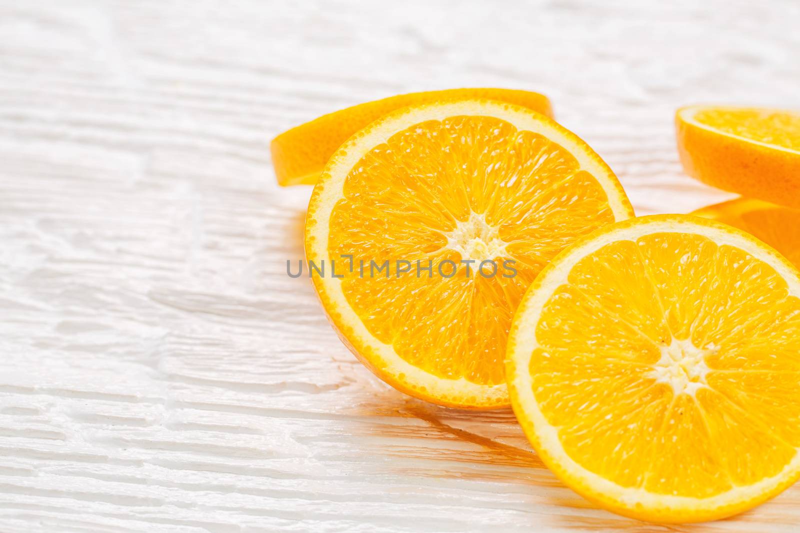 Slice a fresh juicy orange round orange