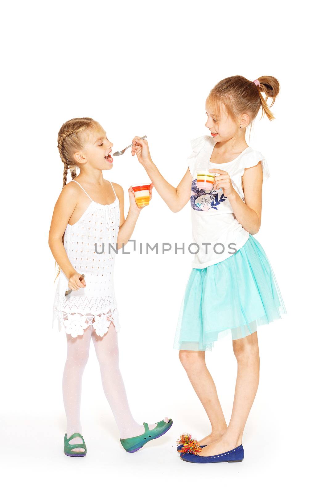 Little girls eating jello by gorov108
