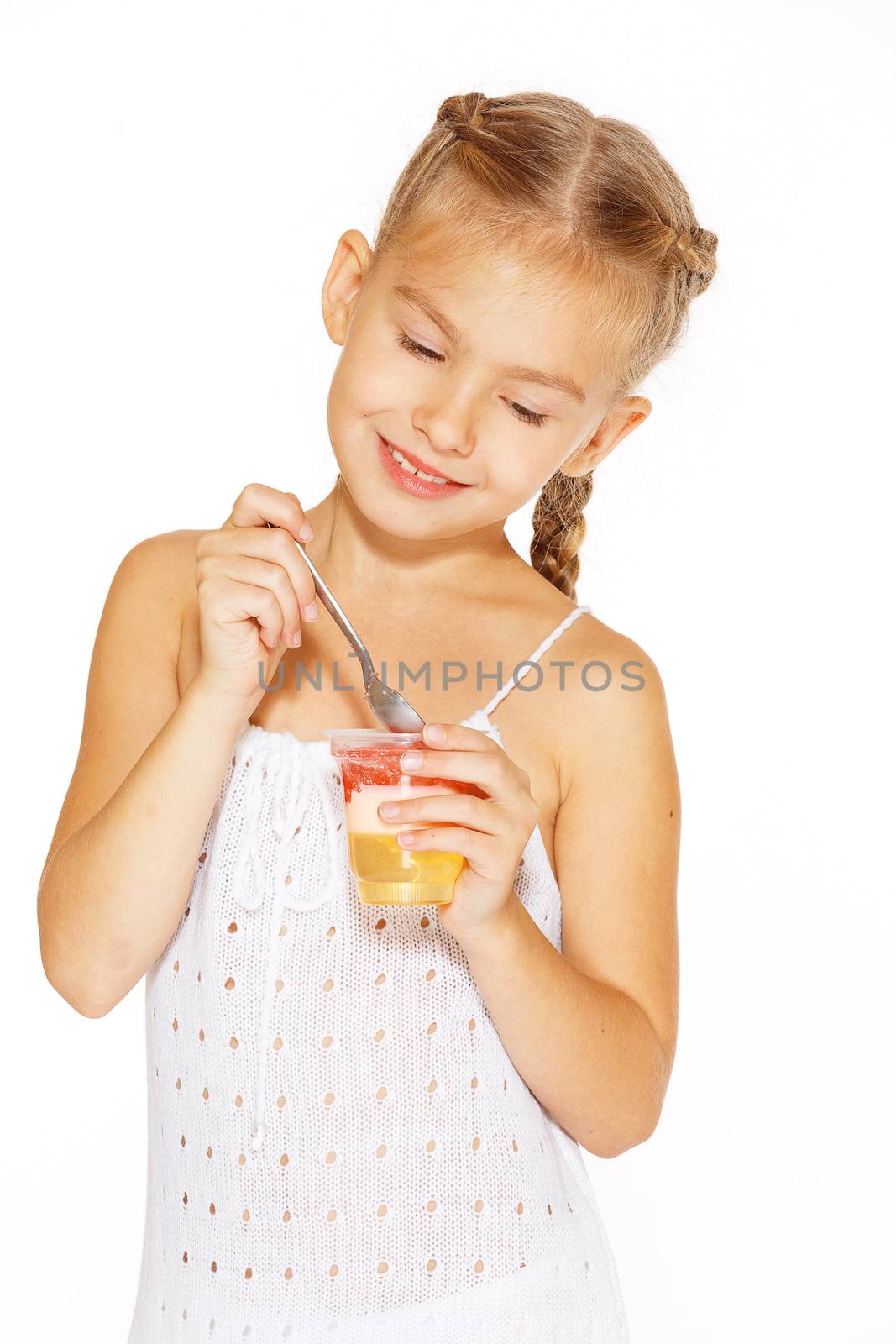 Little girl eating jello by gorov108