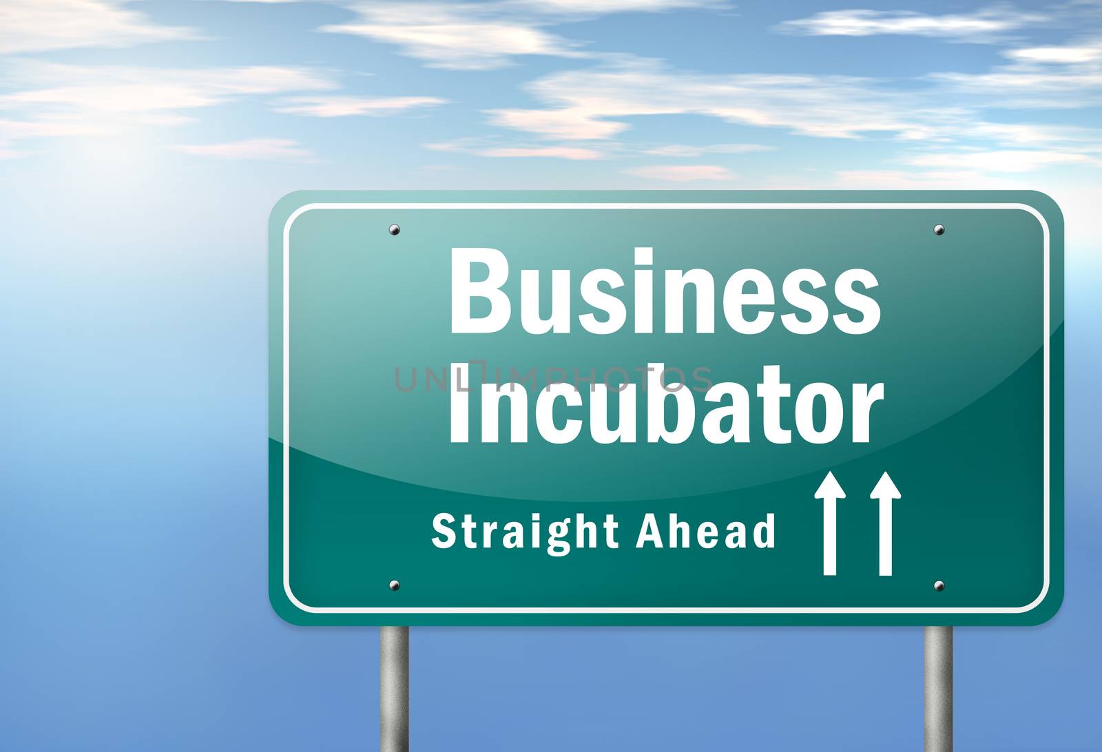 Highway Signpost with Business Incubator wording