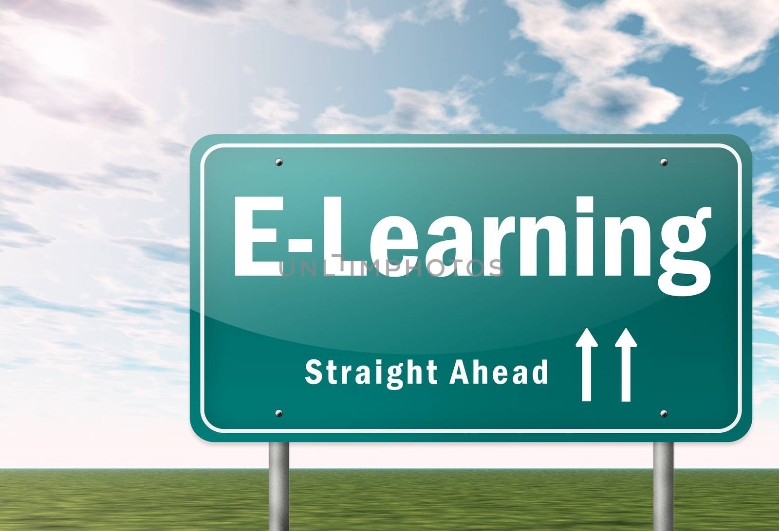 Highway Signpost with E-Learning wording