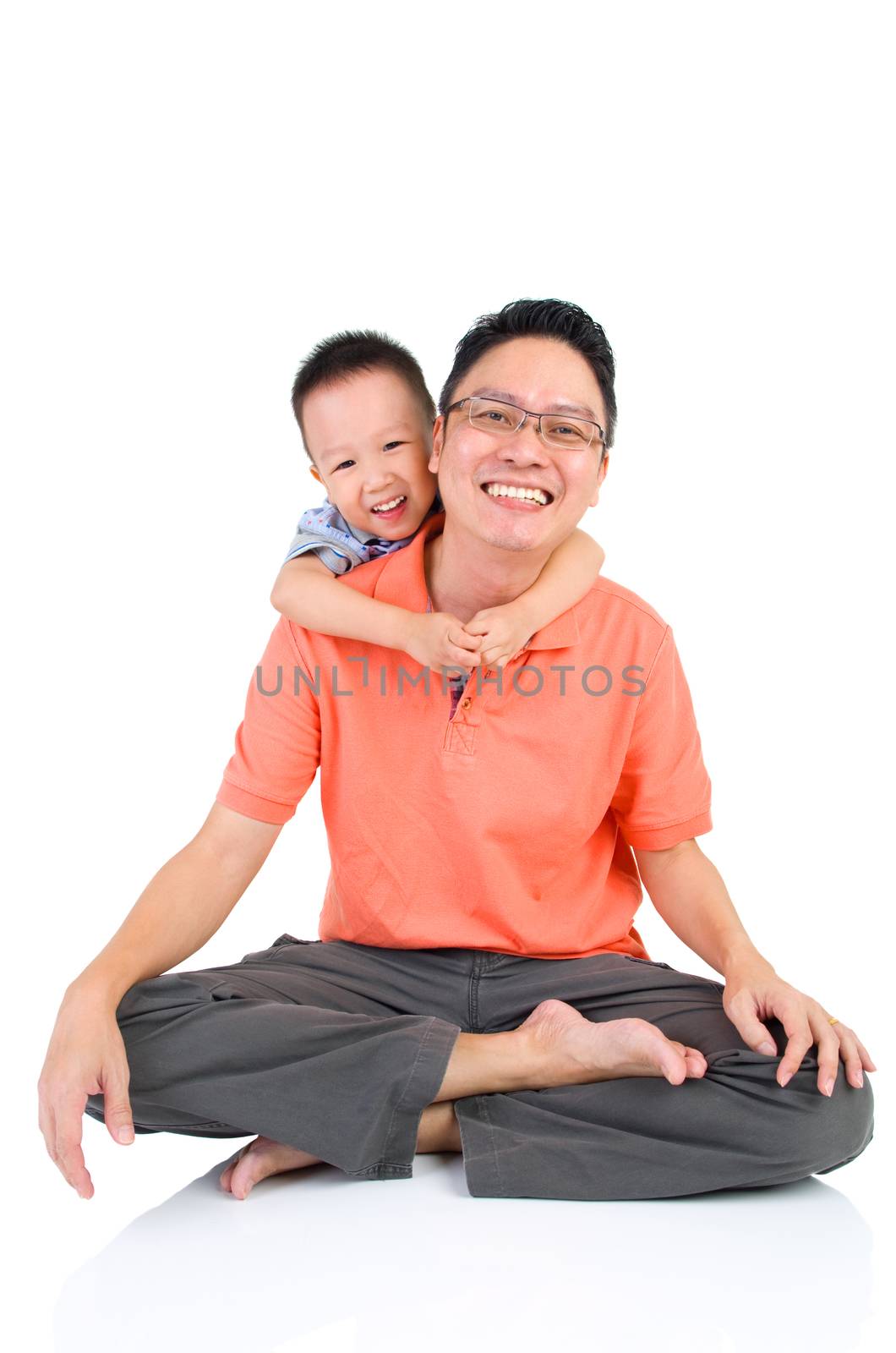 Asian father with his cute son.