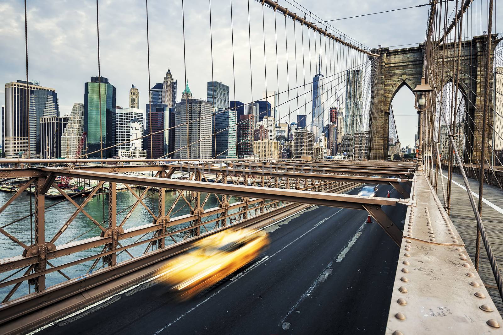 View of Brooklyn Bridge in New York City.