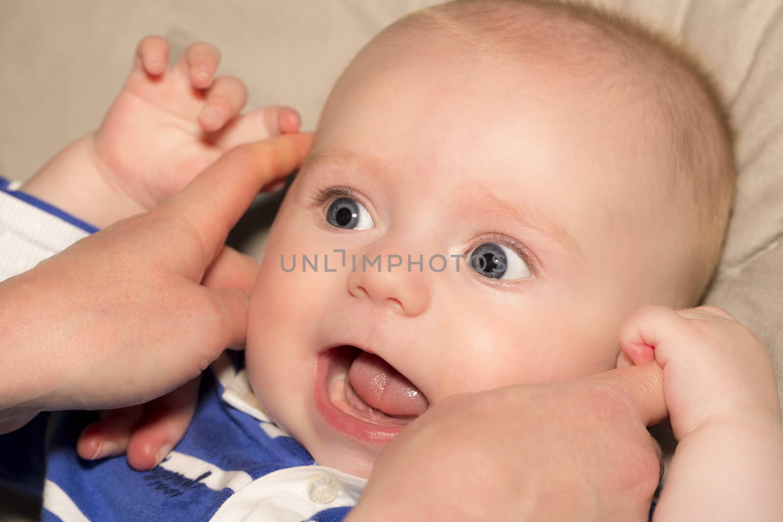 Portrait of a four months old baby boy  caucasian happiness and beauty, family