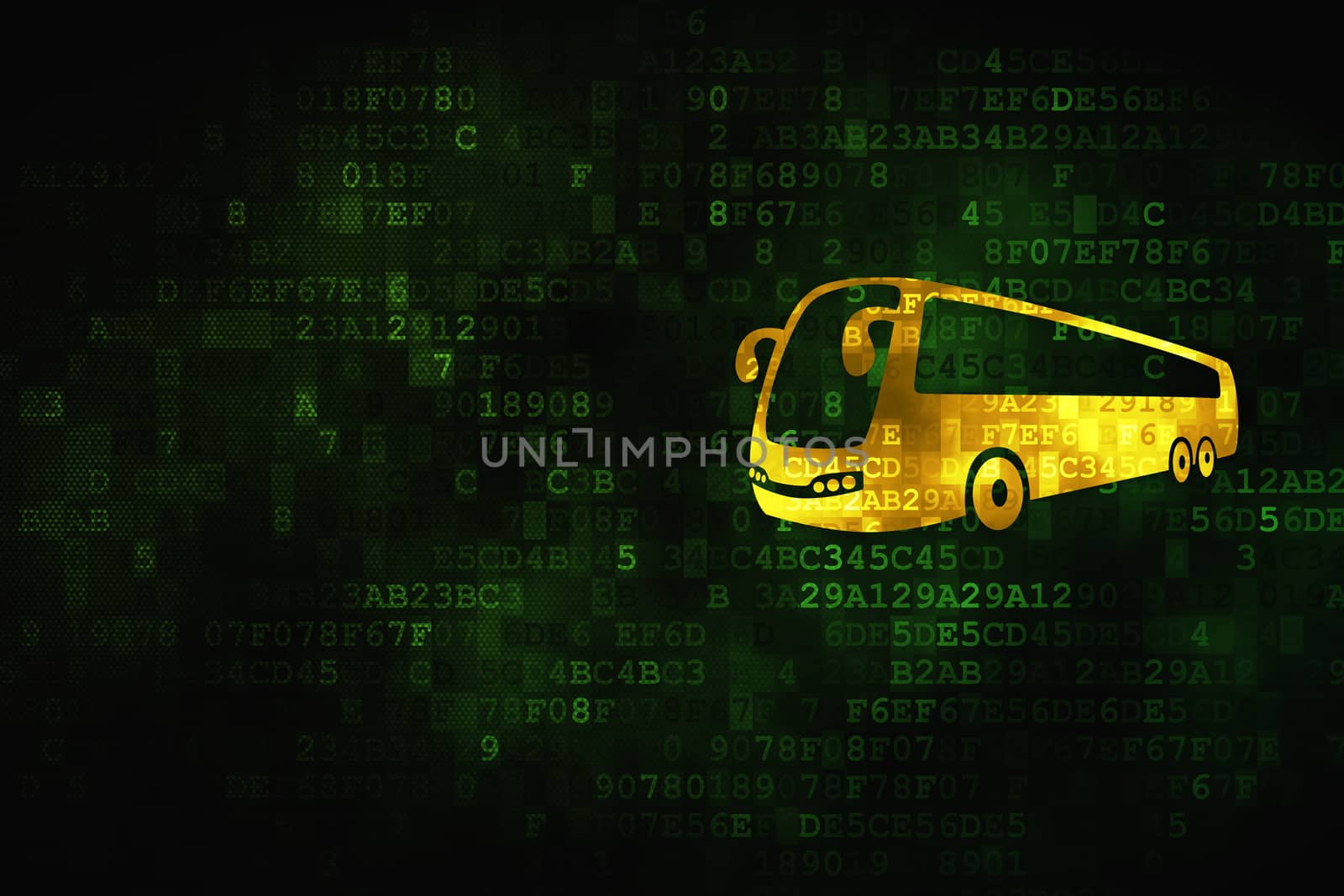 Tourism concept: Bus on digital background by maxkabakov