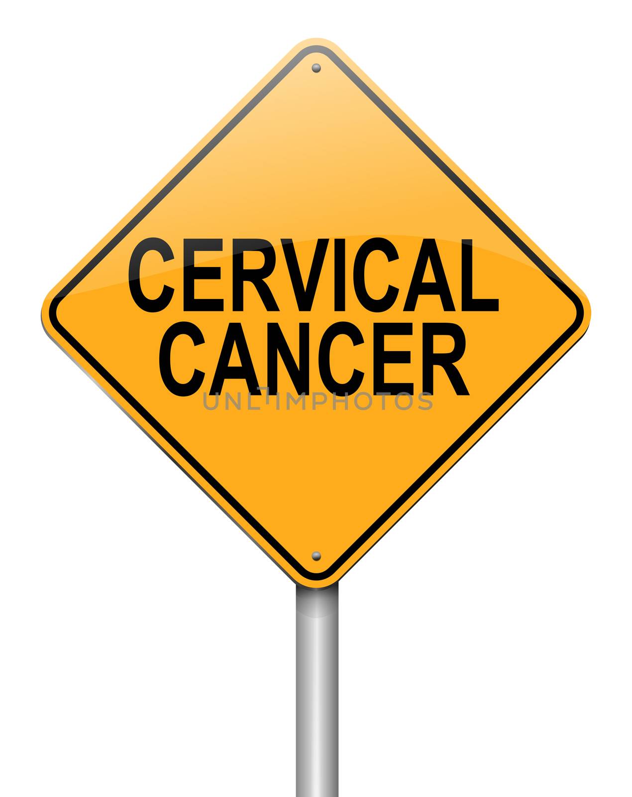 Illustration depicting a sign with a cervical cancer concept.