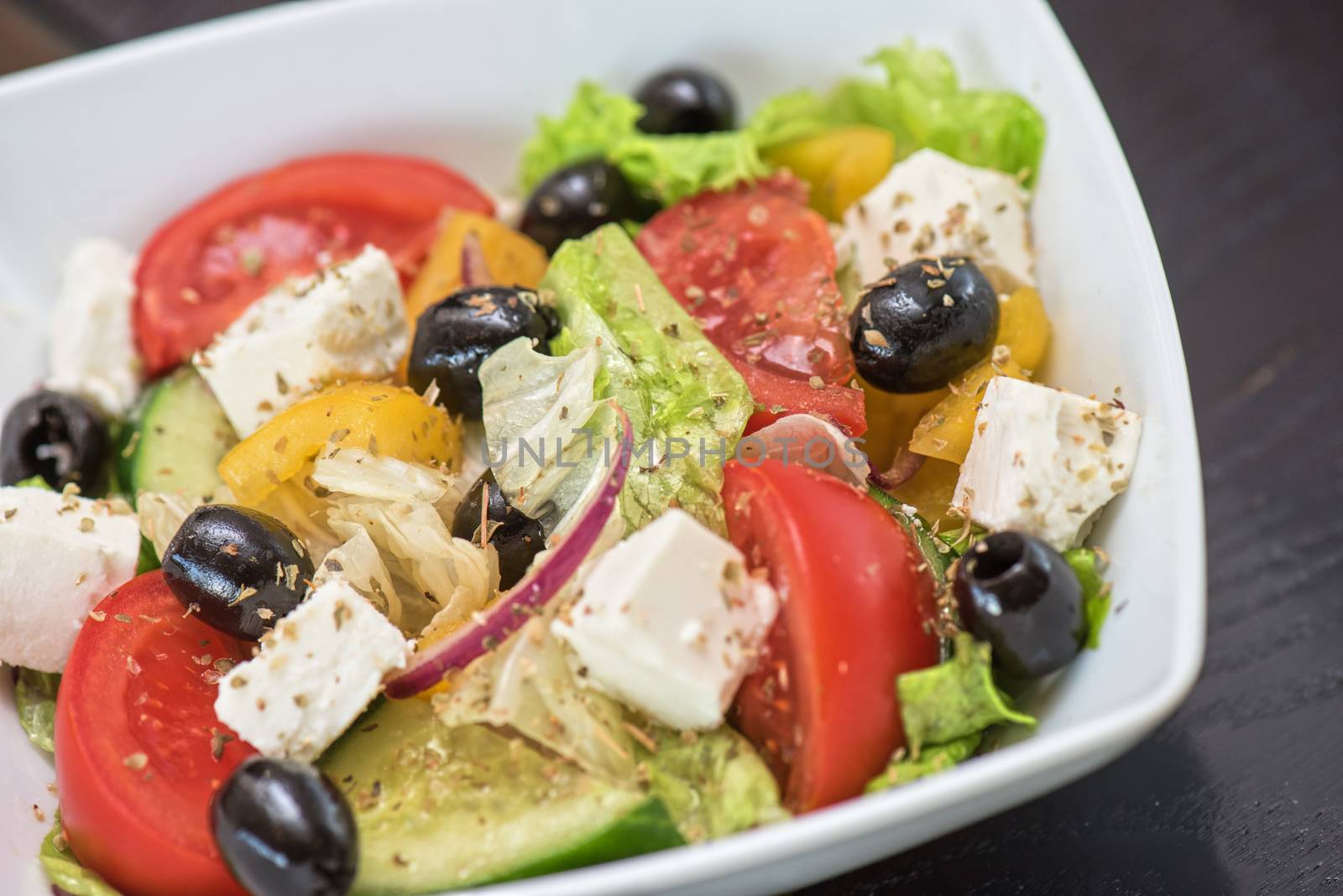 Greek salad (feta cheese, olive and vegetables)