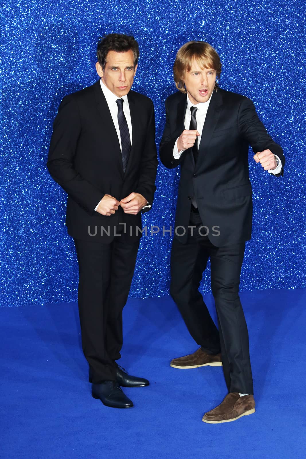 UK, London: Ben Stiller and Owen Wilson pose on the blue carpet at Leicester Square in London on February 4, 2016 before a fashionable screening of Zoolander No. 2, the long-awaited sequel to Stiller's trademark hit.