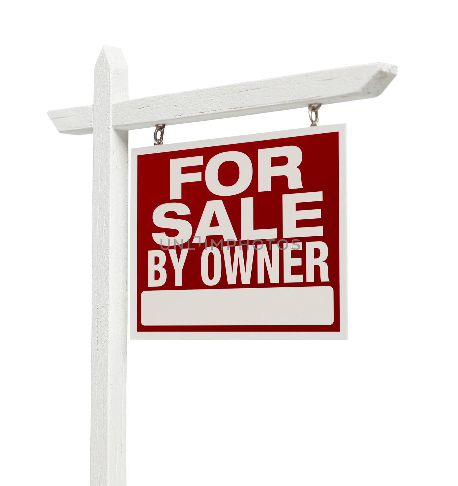 For Sale By Owner Real Estate Sign Isolated on a White Background.