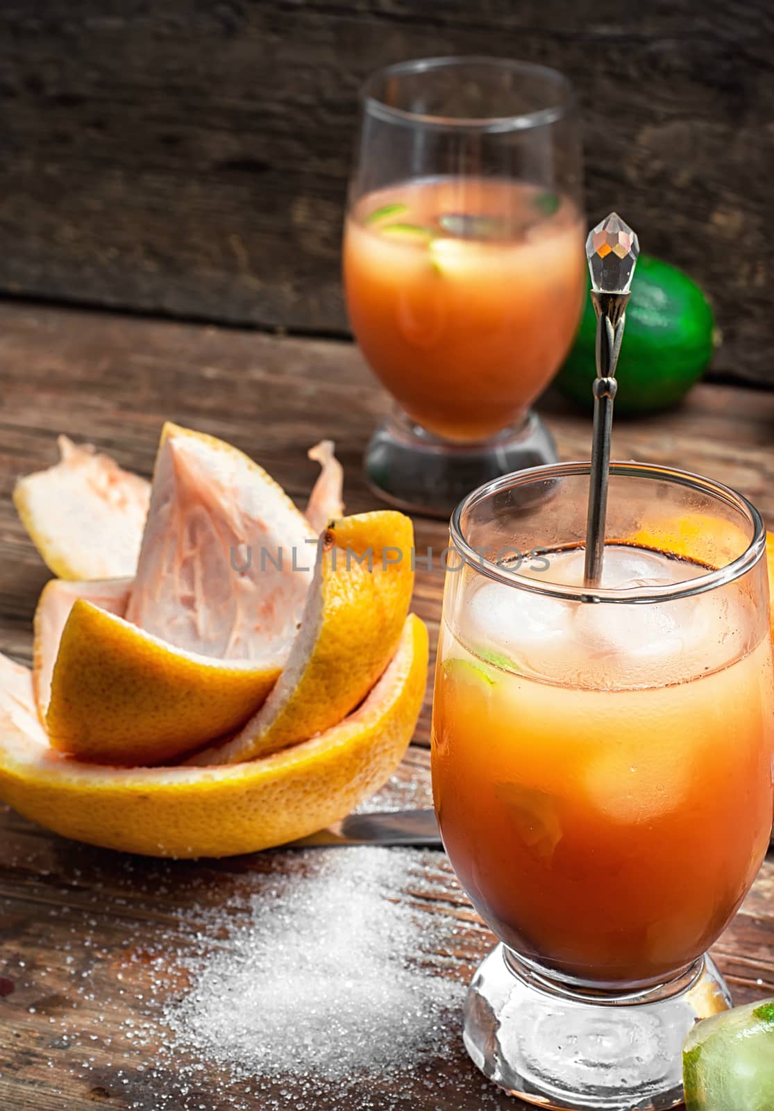 freshly squeezed citrus juice from oranges and tangerines.Selective focus