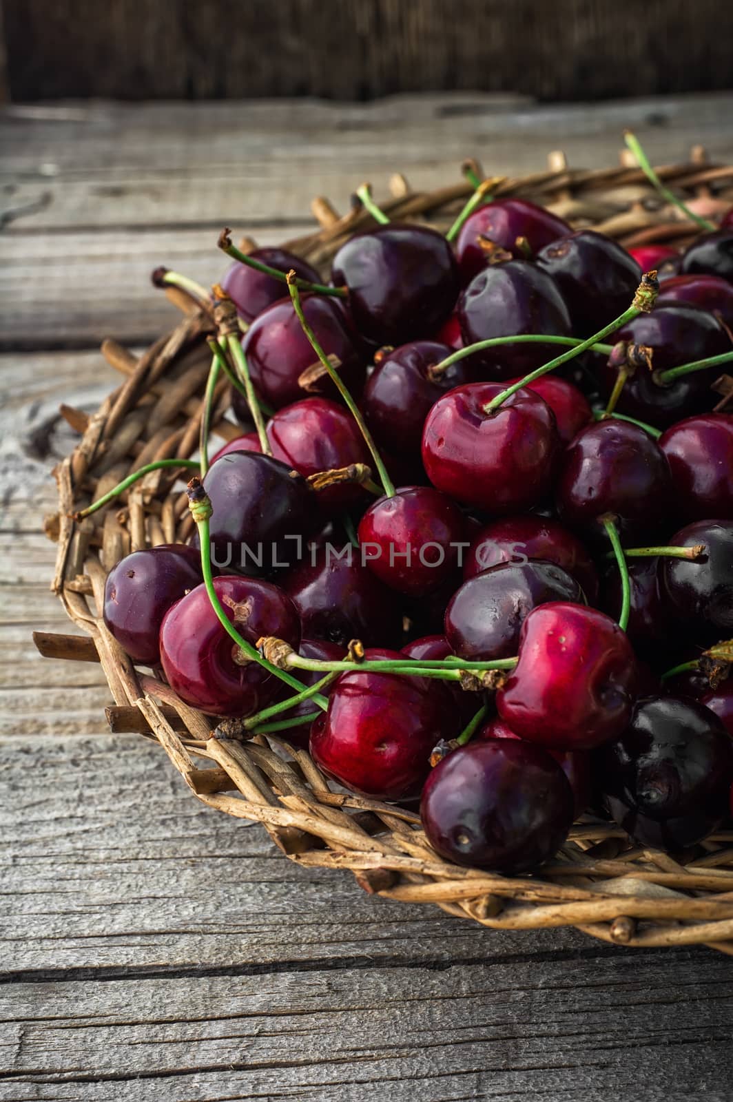 juicy and fresh berries June cherry.The image is tinted.