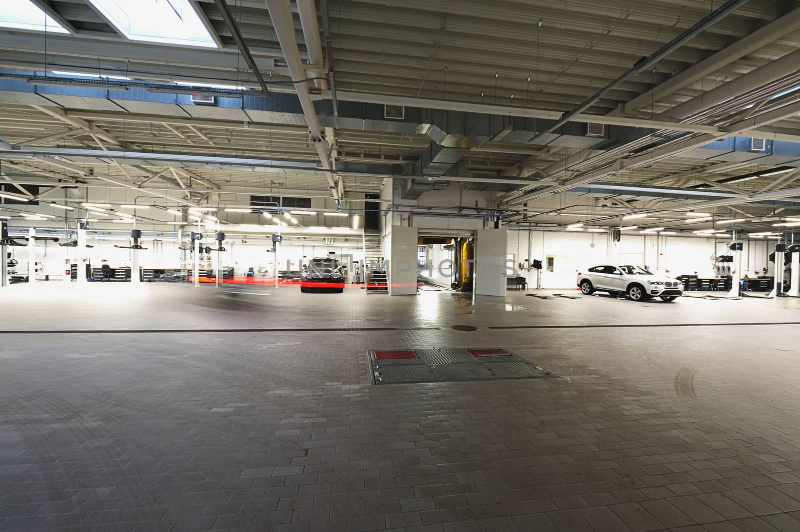 Big modern garage with a new cars